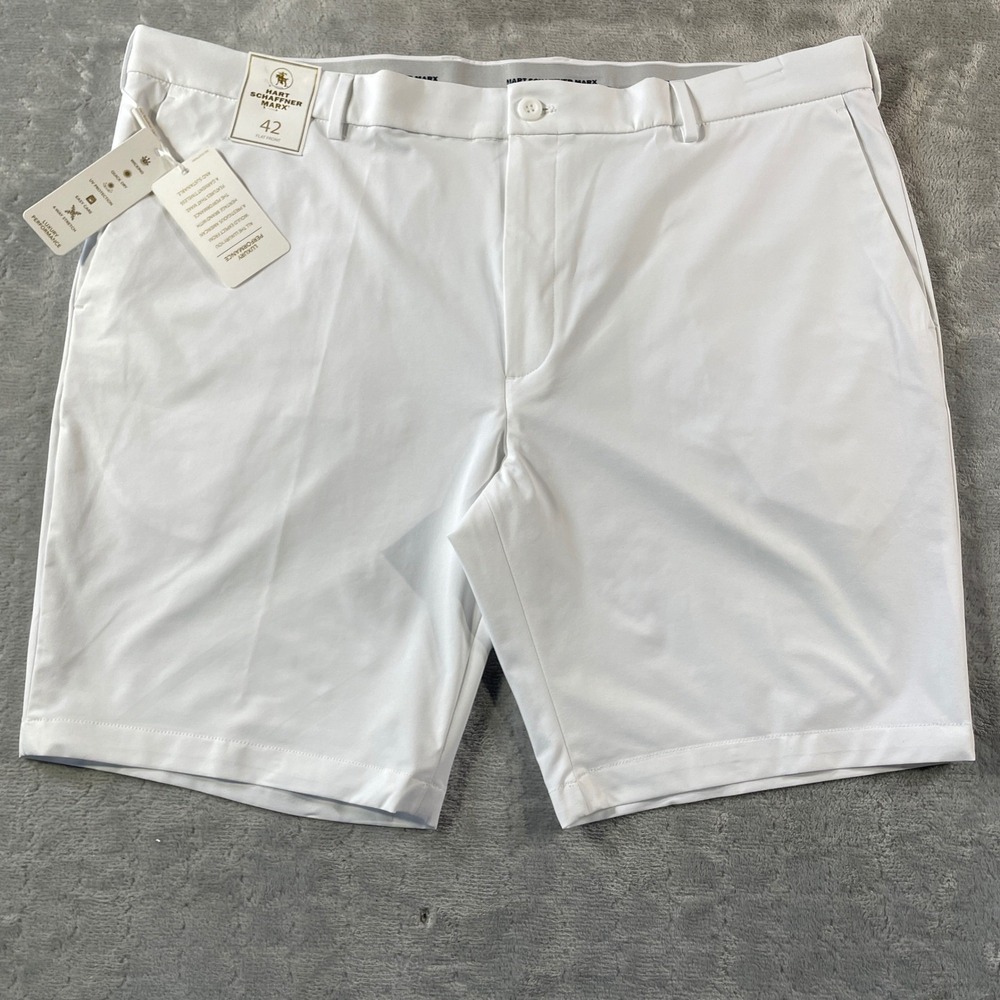 Hart Schaffner Marx Chino Shorts Mens 42 White Luxury‎ Performance Light Stretch